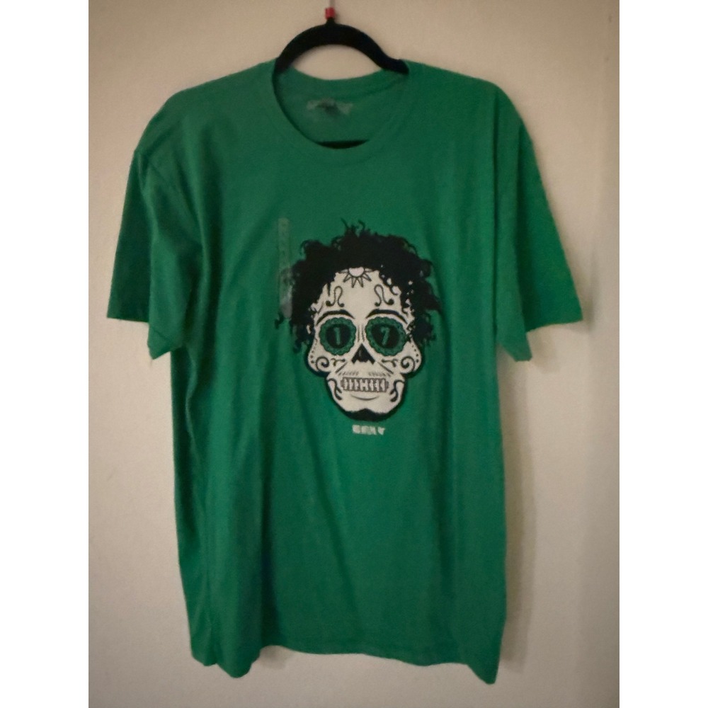 BreakingT Davante Adams NFLPA Green Sugar Skull Graphic T-Shirt Mens Large